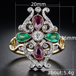 Anello da Donna con Quadrifoglio e Pietra Bicolore, Gioiello alla Moda - Product Image 1