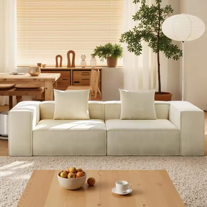 Juego de Sofás Cuadrados de Estilo Nórdico Cremoso de Lujo Ligero, con Cubierta de Franela, Diseño de Bloque de Tofu Comprimido, Minimalista Italiano para Sala de Estar - Product Image 2