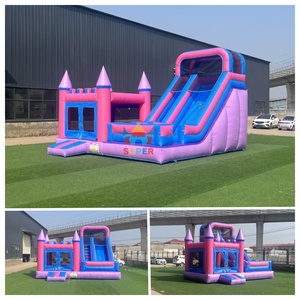 Château gonflable commercial rose princesse avec grande toboggan pour événements d'<span class=keywords><strong>anniversaire</strong></span> en plein air pour enfants - Product Image 1