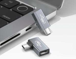 Adaptateur USB C mâle 4.0 vers USB C femelle à 90 degrés Adaptateur de charge de transfert de données 40Gbps en forme de L - Product Image 5