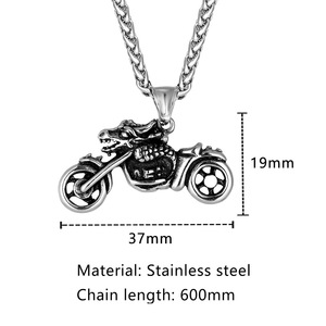 yunnique Stainless Steel Motorcycle Pendant Necklace <b>60cm</b> Unisex Fashion Jewelry Geometric Design Street Style Accessory - Product Image 4