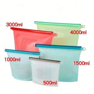Bpa Free Leak Proof Resealable Snack <b>Bags</b> Container Silicone Ziplock Stand up Pouch <b>Bag</b> for Food Storage Custom Logo - Product Image 2