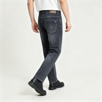 Jean gris anthracite pour homme, pantalon en denim noir délavé, coupe droite, effet usé, cinq poches, décontracté, fabricant OEM, vente en gros