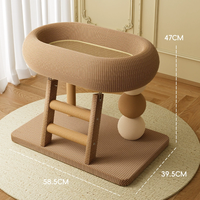 Petit arbre à chat tressé, tour de luxe intégrée avec lit pour chat, mobilier d'intérieur pour chatons et chats adultes pour griffer et se reposer