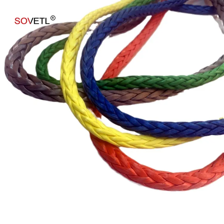 UHMWPE Rope 12 Strands High Strength Druable Cord Corrosion Resistant Synthetic Uhmwpe Hollow Braided Rope for Winch for Mooring