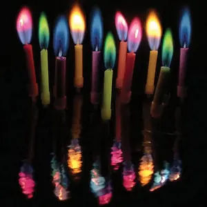 批发彩色烟火生日蛋糕蜡烛彩虹火焰生日快乐蜡烛