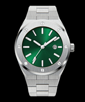 Nouvelle montre-bracelet de style PR pour hommes 42mm OEM personnaliser marque privée en acier inoxydable cadran coloré luxe argent montre pour hommes