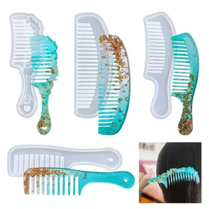 Moldes de silicona de resina para peines de pelo, 4 estilos, para hacer peines de pelo hechos a mano, molde de fundición para resina epoxi, manualidades - Product Image 1