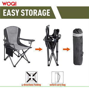 เก้าอี้พับแคมป์ปิ้ง Woqi สีเทา เก้าอี้ชายหาดพกพาสำหรับกิจกรรมกลางแจ้ง พร้อมช่องเก็บของแบบมีฉนวนกันความร้อน เก้าอี้เดินทางน้ำหนักเบา - Product Image 3