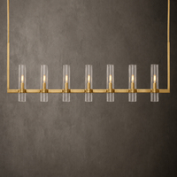 Lustre suspendu linéaire en verre cylindrique décoratif pour villa, salle à manger, café, restaurant