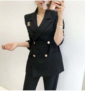 <span class=keywords><strong>Blazer</strong></span> de Doble Botonadura de Color Sólido 2026 para Mujer, Chaqueta de Traje para Oficina, Corte Entallado, Ropa de Trabajo, Antiarrugas, Venta al Por Mayor OEM - Product Image 4