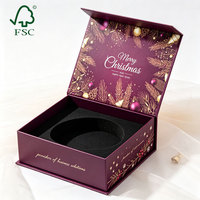 Boîte rigide magnétique de Noël doublée EVA avec insert personnalisé en carton pour sérum de soin, cosmétiques, bougies, cadeaux de beauté, emballage haut de gamme