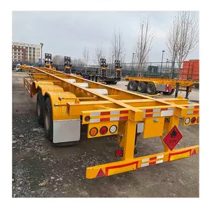 Vehicle 2 3 4 Axles 30 60 80 100t Skeleton 40 45 FT Skeletal Shipping Container Chassis Semi Truck Trailer