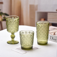 Verres à vin en verre épais de haute qualité, colorés, gaufrés, style vintage, série bonbons, vente en gros d'usine, pour la maison et l'hôtellerie