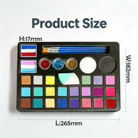 Kit de peinture lavable à base d'eau pour le visage et le corps, palette de 24 couleurs avec pinceaux, éponge, paillettes, pochoirs, autocollants de tatouage pour enfants, bricolage