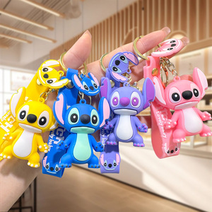 WOWEI Llaveros de Anime al por mayor, <span class=keywords><strong>Llavero</strong></span> 3D de <span class=keywords><strong>Lilo</strong></span> & <span class=keywords><strong>Stitch</strong></span>, Accesorios de Colgante de Dibujos Animados de Goma - Product Image 1