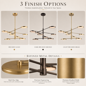 Modern <b>LED</b> Disc Chandelier Brushed Metal Multi Arm Pendant <b>Light</b> Acrylic <b>Diffuser</b> Dining Room Ceiling Lamp OEM ODM - Product Image 5