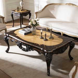 Mesa <span class=keywords><strong>de</strong></span> Centro <span class=keywords><strong>de</strong></span> Madera Maciza Tallada a Mano con Marco <span class=keywords><strong>de</strong></span> Abedul Europeo Importado, Diseño Antiguo <span class=keywords><strong>de</strong></span> Lujo para Sala <span class=keywords><strong>de</strong></span> Estar - Product Image 1