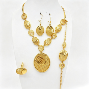 24K Vergoldetes Dubai Brautschmuck-<span class=keywords><strong>Set</strong></span> Schweres Filigran-Halsketten-Ohrringe-<span class=keywords><strong>Set</strong></span> für Nahost und Afrika Luxuriöse Hochzeits-Accessoires für Damen - Product Image 3
