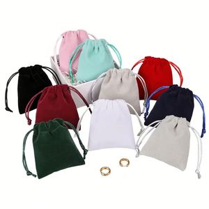 Sacs à bijoux en velours doux pour colliers de pierres précieuses, personnalisables en couleur et taille, pochettes en velours avec logo brodé pour emballage cadeau haut de gamme - Product Image 6