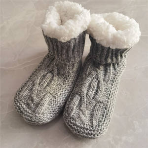 Calzini da <span class=keywords><strong>Donna</strong></span> Invernali Caldi Simil-<span class=keywords><strong>Lana</strong></span>, Lavorati a Maglia Grossa, per Interni, Foderati in Sherpa Morbido, Antiscivolo, Tipo Pantofole - Product Image 1