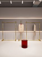 Portant à Vêtements en Métal Luxe avec Logo Personnalisé, Présentoir de Vêtements en Acier Inoxydable Doré pour Boutique