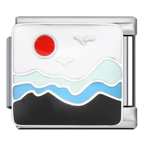 Ciondoli Modulari Italiani Smaltati Paesaggio Marino Balena Delfino Marinaio Alba Spiaggia 9mm per Bracciale <span class=keywords><strong>Nomination</strong></span> - Product Image 6