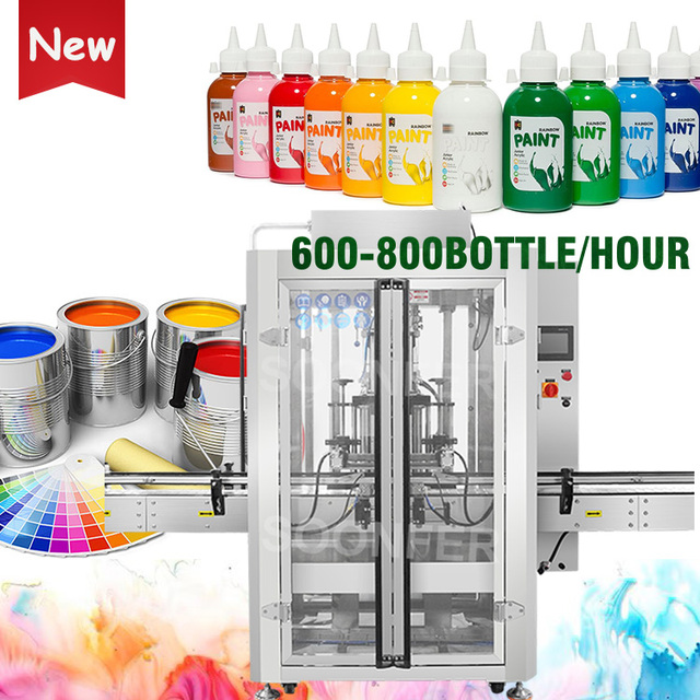 Automatic Double Head Paste Liquid Filling Line Quantitative PET Bottle Plastic Jar Pigment Acrylic Paint Filling Machine