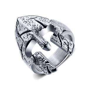 <span class=keywords><strong>Anillo</strong></span> de casco de máscara de guerreros espartanos griegos Vintage dominante de acero inoxidable para hombres de moda - Product Image 1