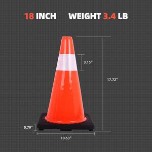 Conos de Tráfico DB de 28x14.3x14.3 Pulgadas, Base con Peso de PVC, Reflectantes, para Seguridad en Estacionamientos - Product Image 3