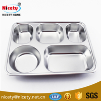 Assiette à dîner divisée en acier inoxydable de qualité alimentaire, écologique, moderne, 5 compartiments, pour la cantine scolaire