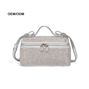 Crystal Beaded Silk Satchel Shoulder Bag Sparkling Zipper Closure Elegant Autumn Evening Party Dress <b>Purse</b> for Women Glamorous - Product Image 1