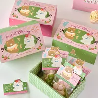 Boîte à biscuits personnalisée pour cadeaux souvenirs, boîte à dessert, boîte à biscuits avec tiroir robuste, rose et vert, carton ivoire, pelliculage mat