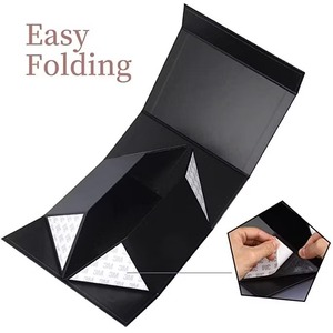 Stockage de cadeaux magnétique personnalisé petit emballage boîte noire en papier facile à plier avec couvercles - Product Image 5