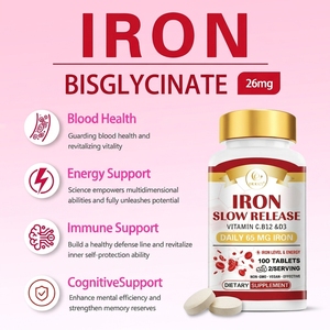 DUOZI Hierro Bisglicinato 26mg, Tabletas de Liberación Lenta, 100 Unidades, Suplemento Diario de Hierro de 65mg para Energía Sanguínea y Apoyo Inmunológico - Product Image 2