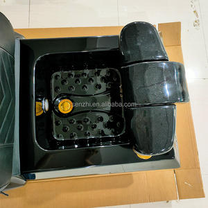 ラグジュアリー ビューティー ヘアサロン用家具 PUレザー マニキュアチェア 電動マッサージ パイプレス ペディキュアチェア ブラック マッサージテーブル モダン - Product Image 6