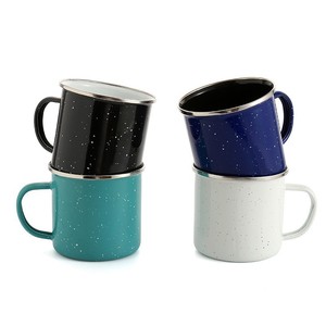 Taza de Café y Té de Metal Vintage Barata al por Mayor, Taza de Viaje Esmaltada Negra con Borde Plateado, Personalizada con Logotipo, para Regalo o Camping - Product Image 6