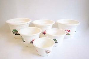 Pot de fleurs en plastique PP blanc, imprimé décoratif, pour jardin, grand, rond, pour bonsaï, conteneur durable, vente en gros d'usine A280 - Product Image 3