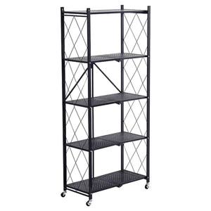 Étagère à livres sur pied personnalisée, en métal noir avec revêtement en poudre, pour la maison, la cuisine, 5 niveaux, étagères <span class=keywords><strong>de</strong></span> rangement pliables - Product Image 1