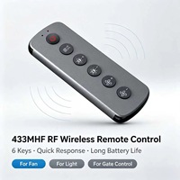 Control Remoto Universal para Ventilador de 6 Teclas y 433MHz RF, Carcasa de Aleación de Aluminio, Repuesto, OEM, ODM, Personalizado, JCXK