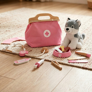 Jeu de rôle pour enfants, <span class=keywords><strong>jouet</strong></span> en bois, simulation de vétérinaire, ensemble d'outils médicaux pour animaux en bois, <span class=keywords><strong>jouet</strong></span> éducatif en bois pour enfants - Product Image 1
