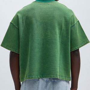 Goutte d'épaule Patchwork Distressed Brodé Applique Crop Boxy Fit Tshirt Femme Y2K Hommes Tshirt - Product Image 4