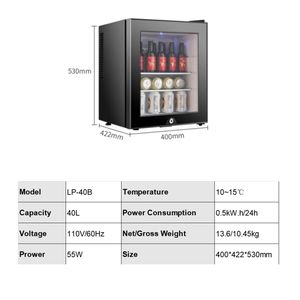 Refrigerador compacto Vanace, puerta de vidrio de 40L, barra pequeña sin ruido, mini <span class=keywords><strong>nevera</strong></span> termoeléctrica para Hotel - Product Image 4
