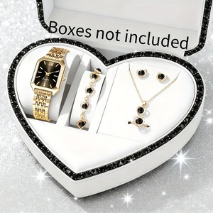 Ensemble de bijoux pour femmes, <span class=keywords><strong>montre</strong></span> à cadran carré, bracelet en forme de cœur, collier, bague, boucles d'oreilles, coffret cadeau, <span class=keywords><strong>montre</strong></span> pour femmes - Product Image 6