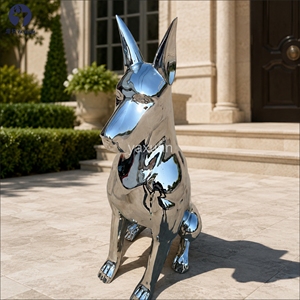 Escultura de Doberman <span class=keywords><strong>Pinscher</strong></span> de Acero Inoxidable 304 316 Pulido a Espejo, de <span class=keywords><strong>Tamaño</strong></span> Real, Moderna, para Decoración de Jardín o Villa - Product Image 4