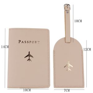 Luxury Slim Fashionable Travel Passport Holder Luggage Set Pu Leather Case Cover Letter Pattern <b>Name</b> <b>Tag</b> Water Resistant - Product Image 2