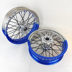 Ruedas Supermoto para KTM EXC SXF 125 <span class=keywords><strong>250</strong></span> 450, 17 Pulgadas, Mazas CNC Billet, Llantas de Aluminio, Azul Claro, 17x3.5 17x5.0, Juego de Ruedas Motard para Carreras - Product Image 3