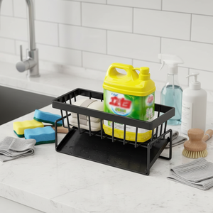 Étagère de rangement pour évier en ABS à double niveau avec barre porte-serviettes pour éponge et brosse, étagère de rangement pour <span class=keywords><strong>cuisine</strong></span> - Product Image 2