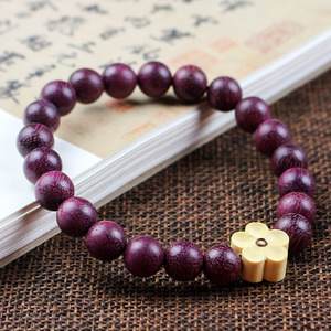 สร้อยข้อมือไม้สีม่วง ลูกปัดขนาด 8 มม. ดีไซน์ลายดอกไม้ เครื่องประดับวัฒนธรรมสำหรับผู้หญิงสวมใส่ทุกวัน - Product Image 3