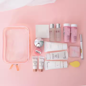 Dompet <span class=keywords><strong>Makeup</strong></span> tahan air bening transparan PVC kualitas tinggi untuk tas kosmetik modis merah muda <span class=keywords><strong>Organizer</strong></span> perjalanan ritsleting - Product Image 4